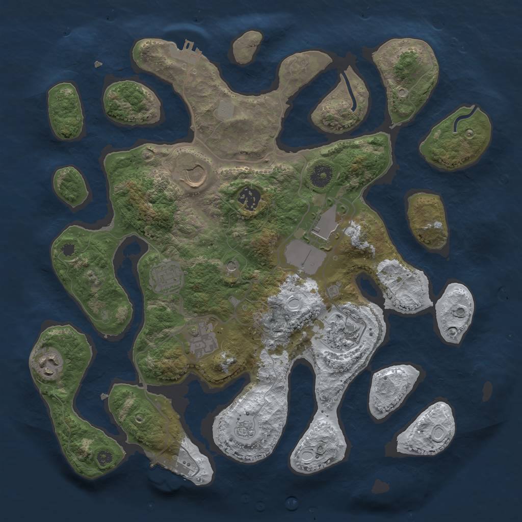 Rust Map: Procedural Map, Size: 3500, Seed: 4024146, 16 Monuments