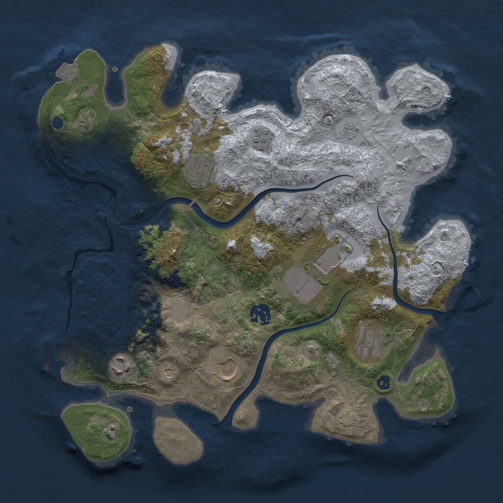 Rust Map: Procedural Map, Size: 3500, Seed: 6232253, 12 Monuments