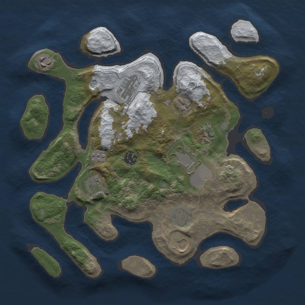 Rust Map: Barren, Size: 3500, Seed: 5113640, 12 Monuments