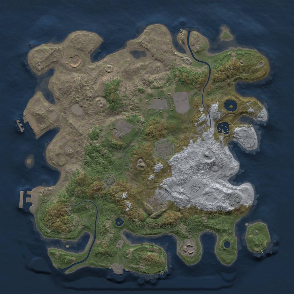 Rust Map: Procedural Map, Size: 3500, Seed: 6050745, 14 Monuments