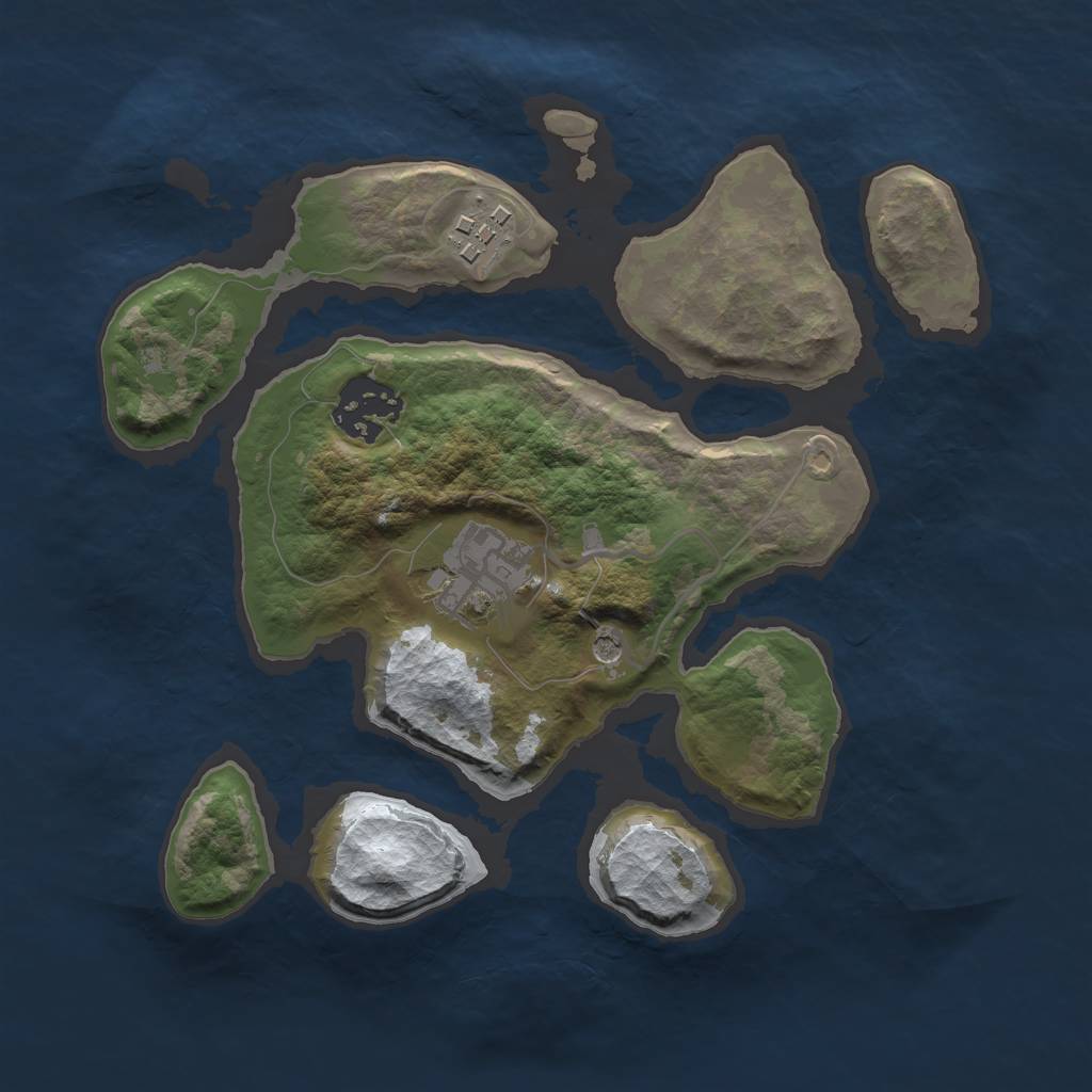 Rust Map: Barren, Size: 2500, Seed: 2432877, 6 Monuments