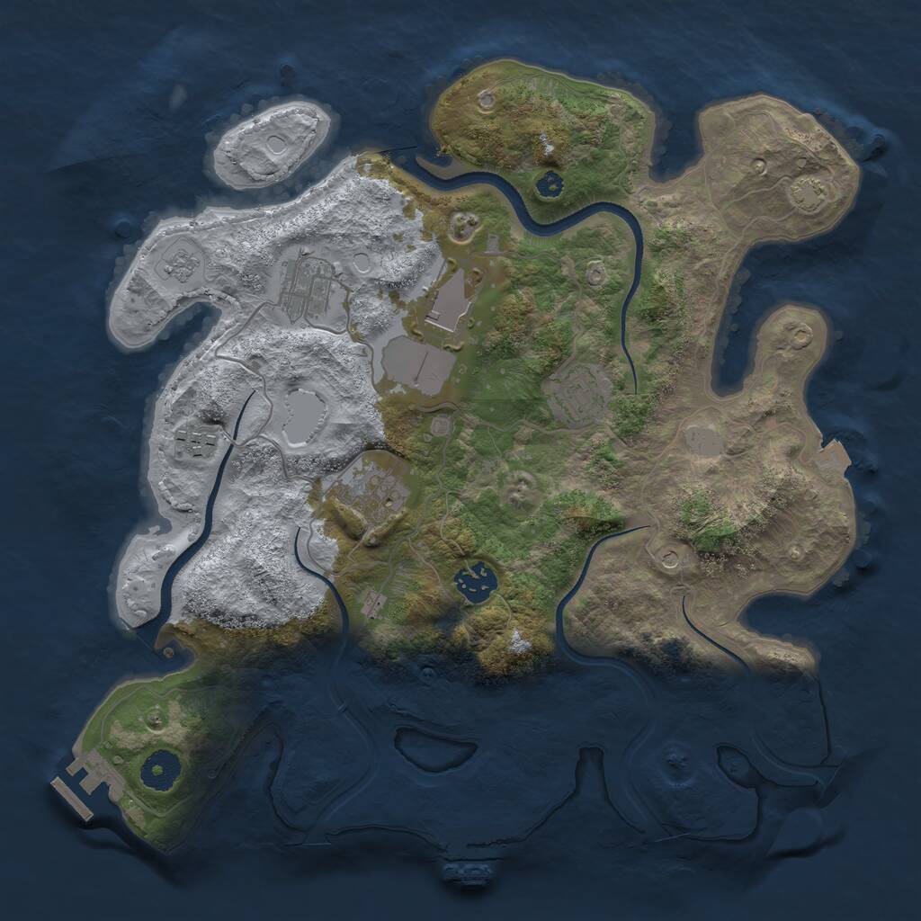 Rust Map: Procedural Map, Size: 3500, Seed: 5809262, 12 Monuments