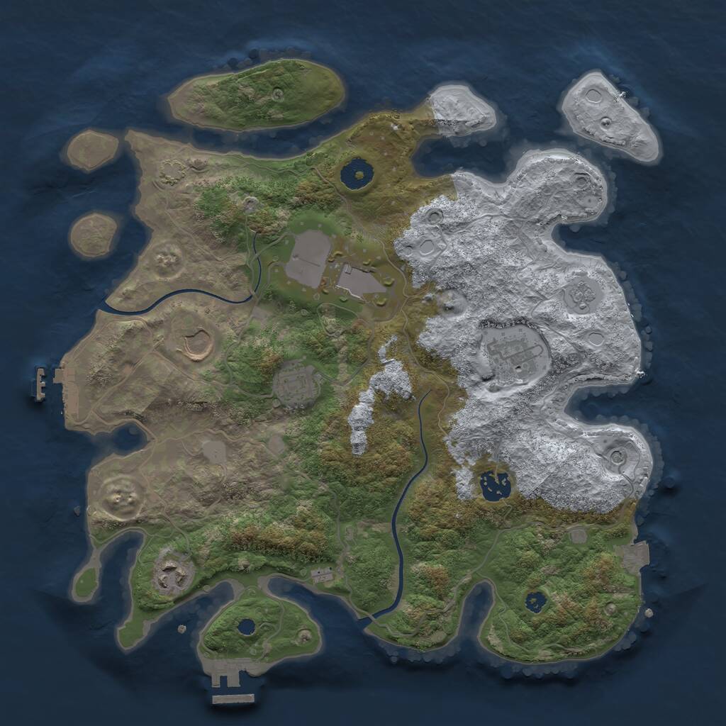 Rust Map: Procedural Map, Size: 3500, Seed: 1294503, 12 Monuments