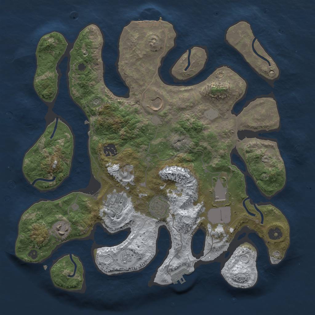 Rust Map: Procedural Map, Size: 3500, Seed: 925369, 15 Monuments
