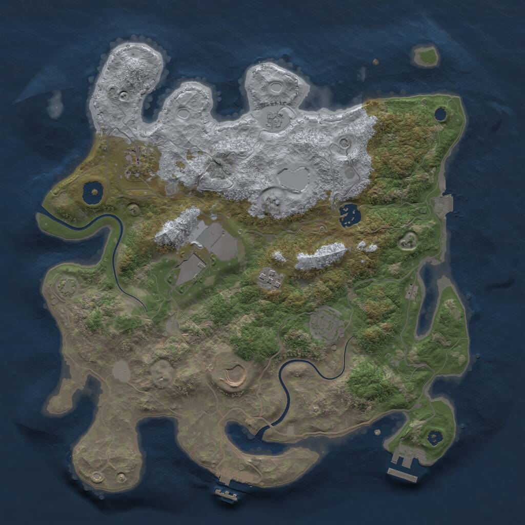 Rust Map: Procedural Map, Size: 3500, Seed: 293264, 12 Monuments