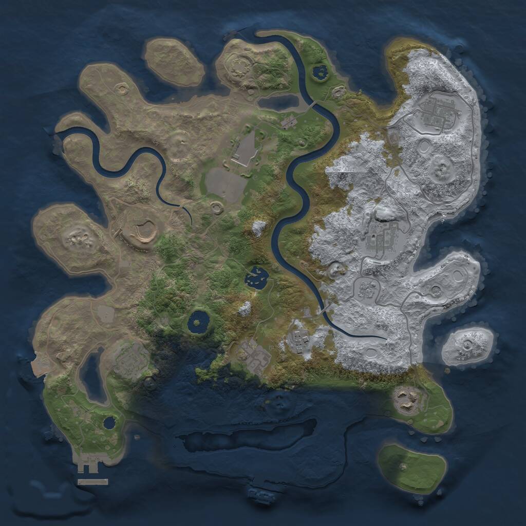 Rust Map: Procedural Map, Size: 3500, Seed: 1837279, 15 Monuments