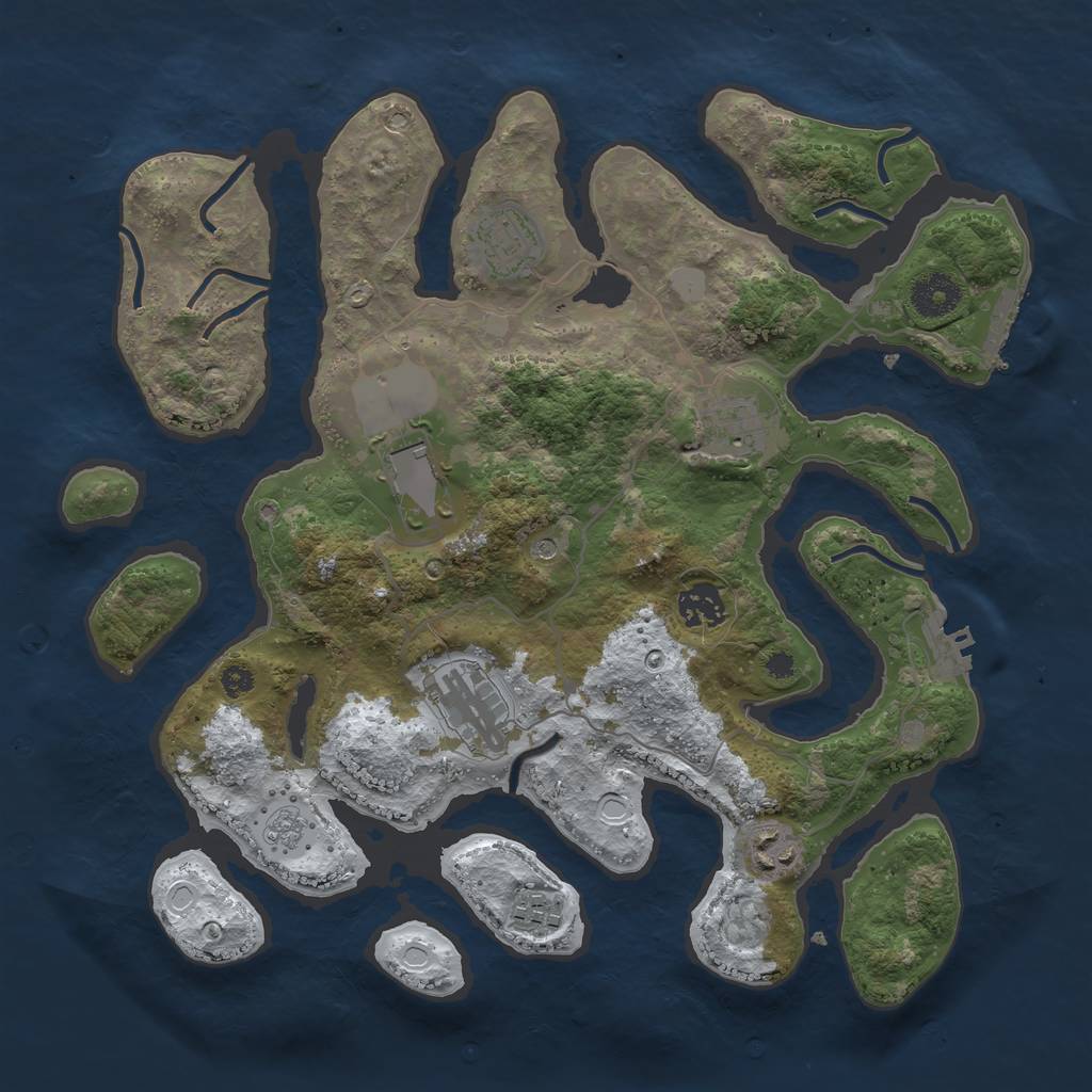 Rust Map: Procedural Map, Size: 3500, Seed: 945719, 16 Monuments