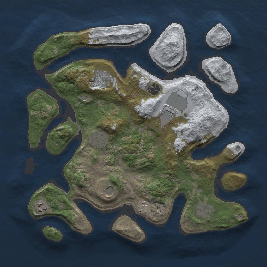 Rust Map: Barren, Size: 3500, Seed: 1314503, 11 Monuments