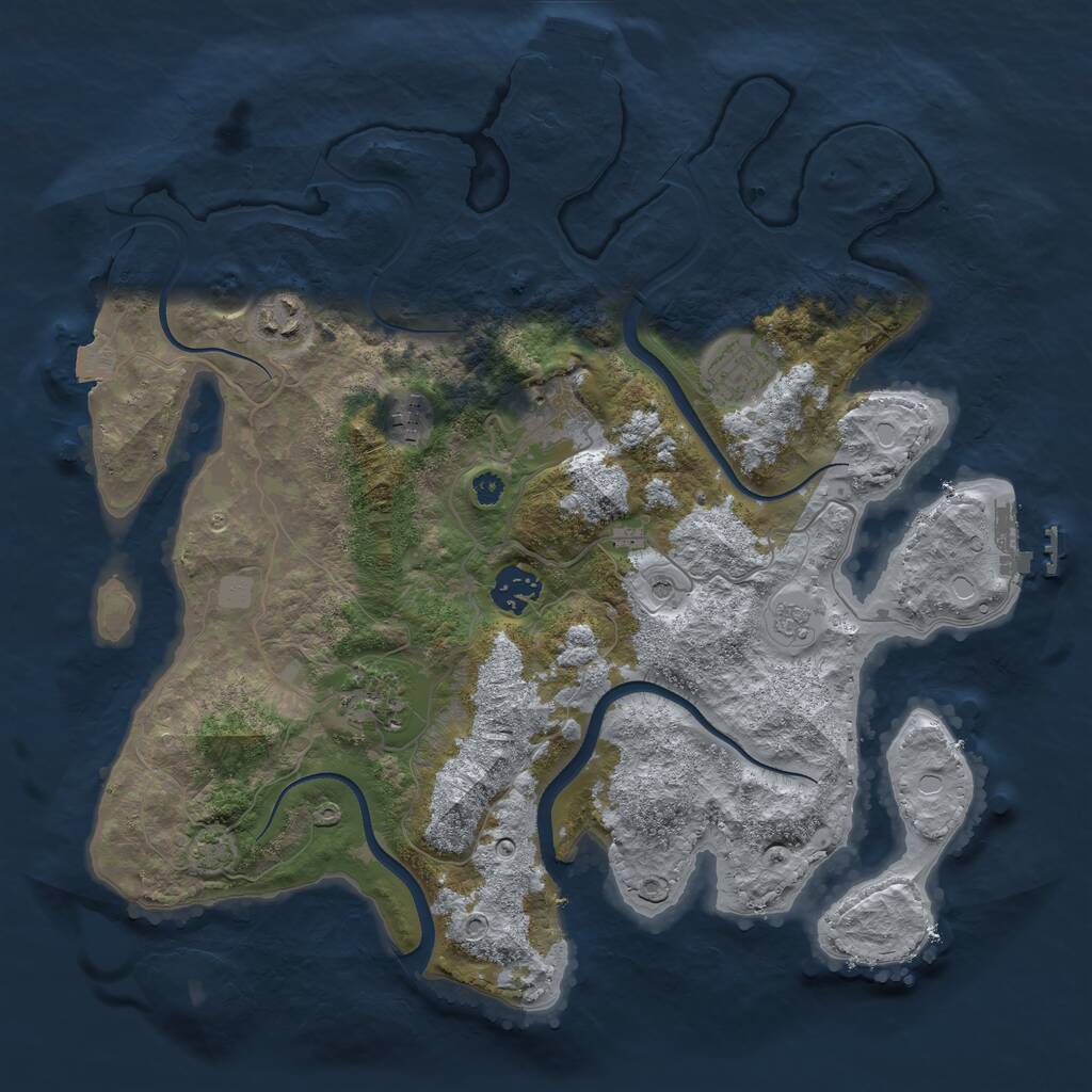 Rust Map: Procedural Map, Size: 3500, Seed: 638278, 12 Monuments