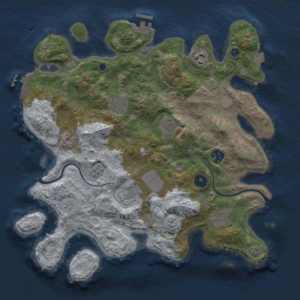 Rust Map: Procedural Map, Size: 3500, Seed: 4683570, 13 Monuments