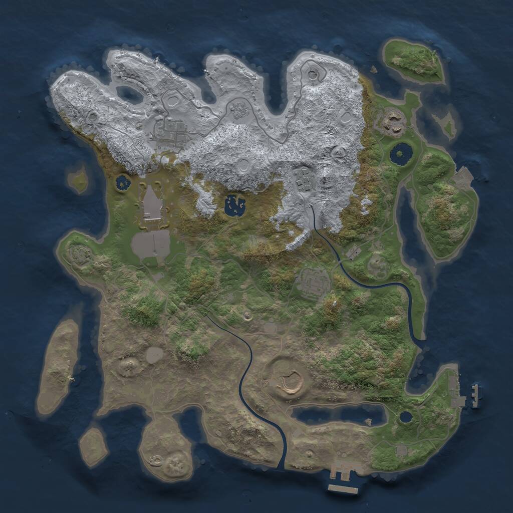 Rust Map: Procedural Map, Size: 3500, Seed: 5927857, 13 Monuments