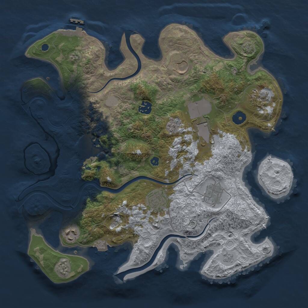 Rust Map: Procedural Map, Size: 3500, Seed: 4108614, 14 Monuments