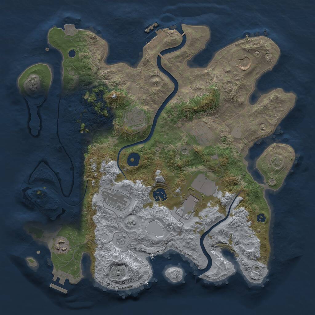 Rust Map: Procedural Map, Size: 3500, Seed: 636406, 14 Monuments