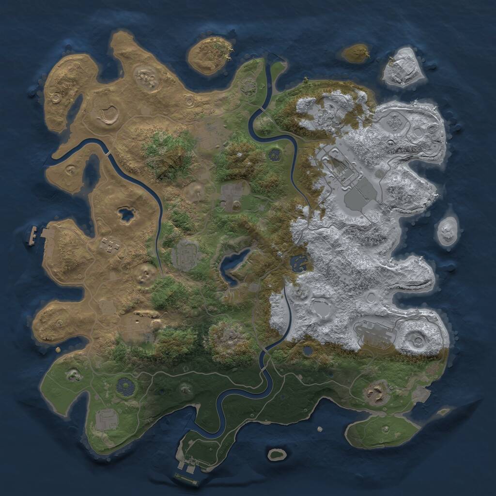 Rust Map: Procedural Map, Size: 4000, Seed: 1714991, 17 Monuments