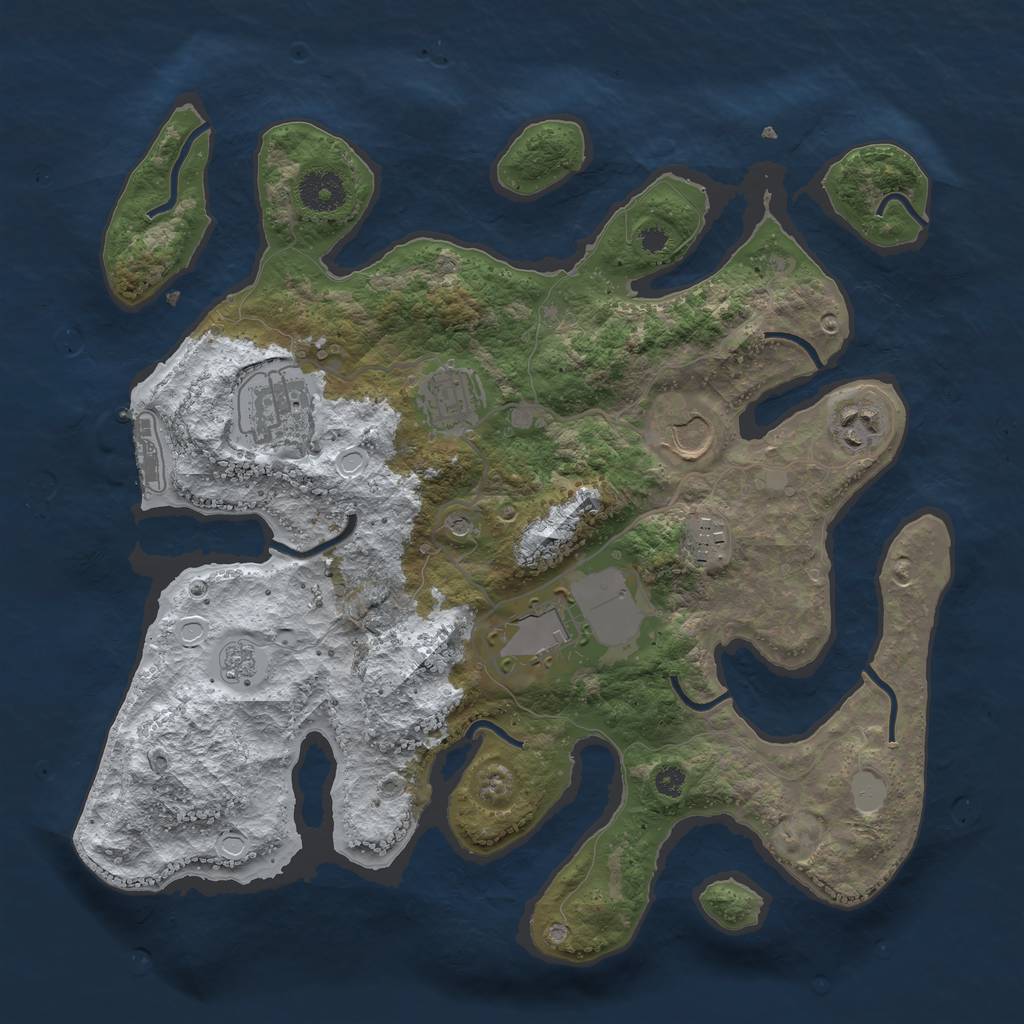 Rust Map: Procedural Map, Size: 3500, Seed: 1780653, 14 Monuments