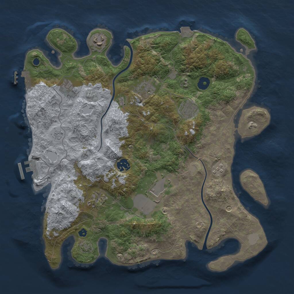 Rust Map: Procedural Map, Size: 3550, Seed: 174388, 14 Monuments