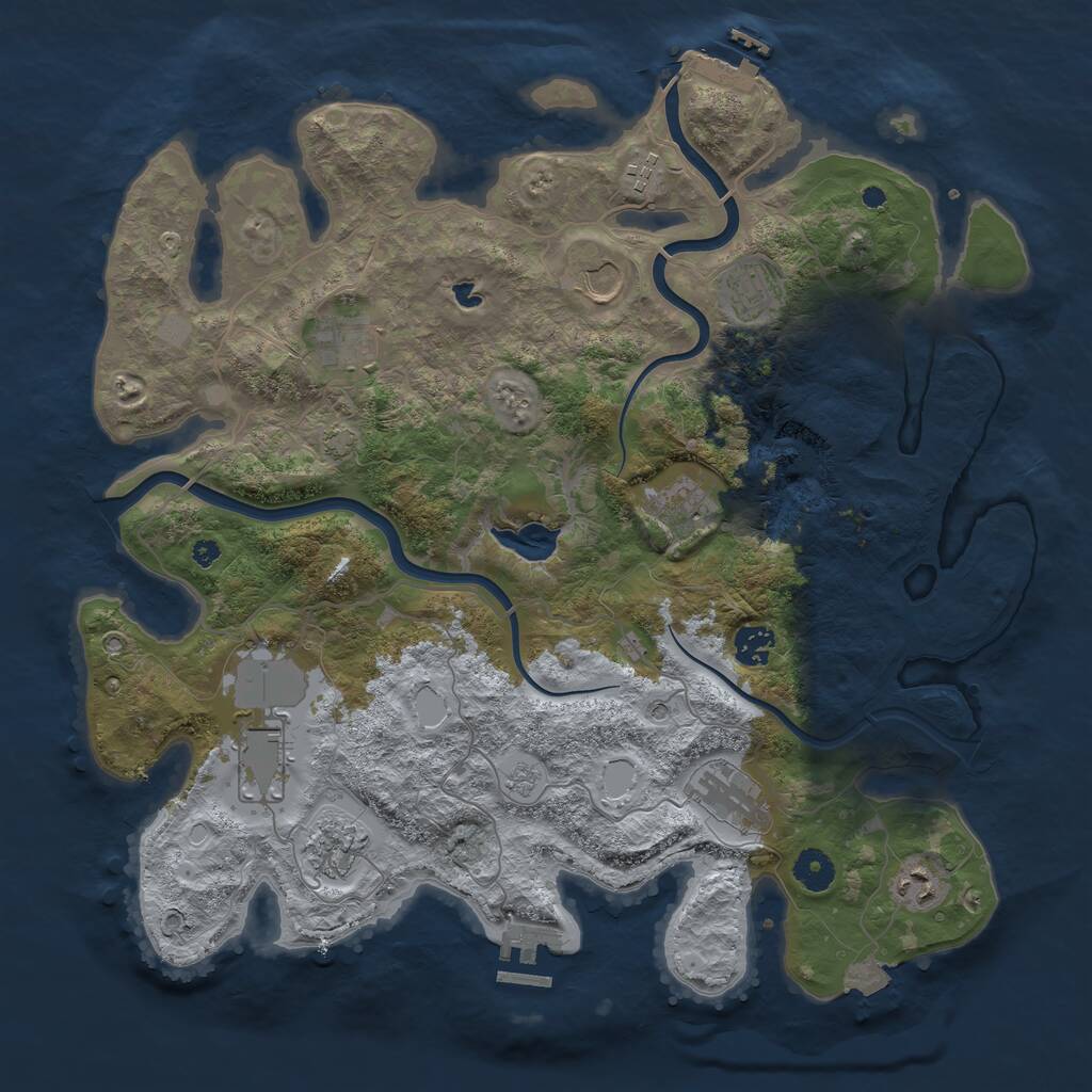 Rust Map: Procedural Map, Size: 4000, Seed: 92754, 16 Monuments