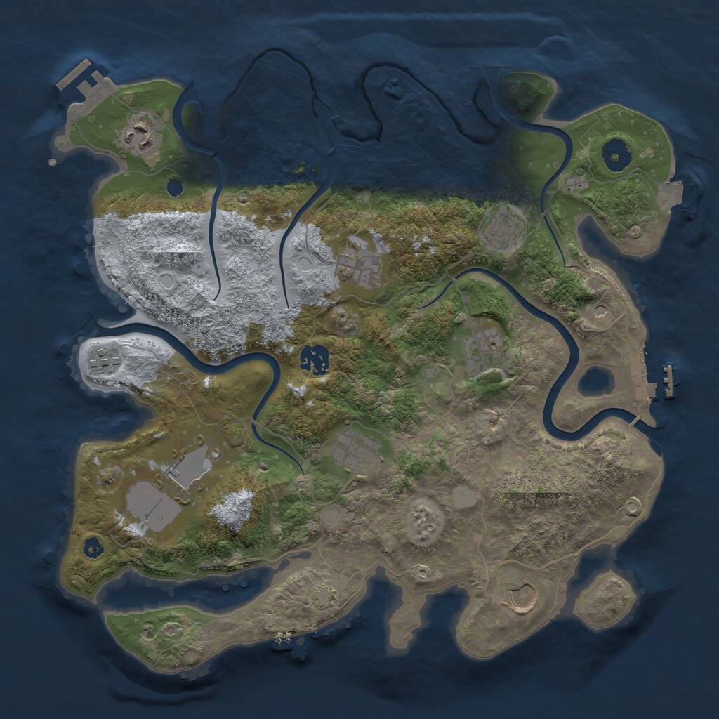Rust Map: Procedural Map, Size: 3550, Seed: 803037, 14 Monuments