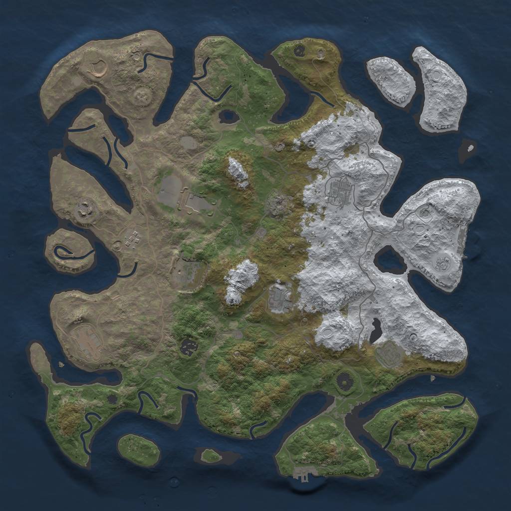 Rust Map: Procedural Map, Size: 4500, Seed: 1040966861, 19 Monuments