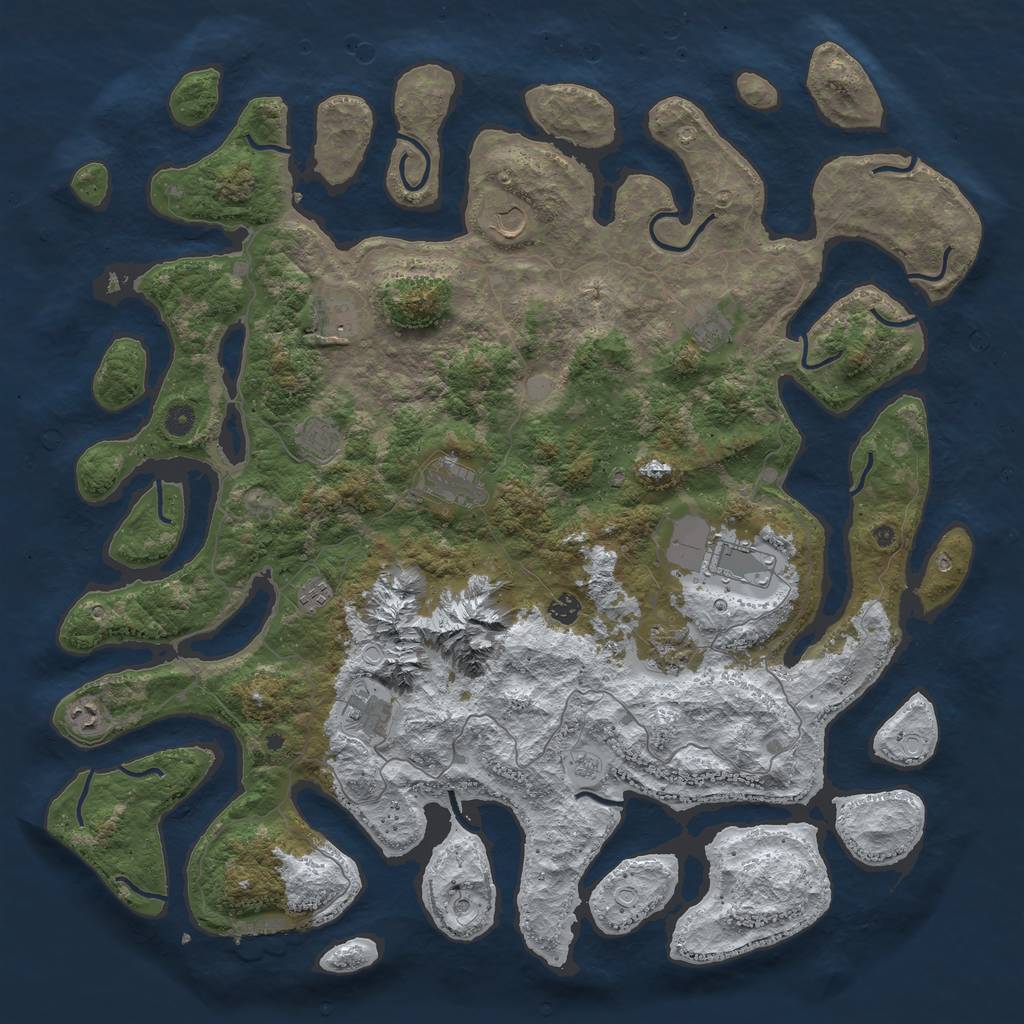 Rust Map: Procedural Map, Size: 5000, Seed: 927273953, 19 Monuments