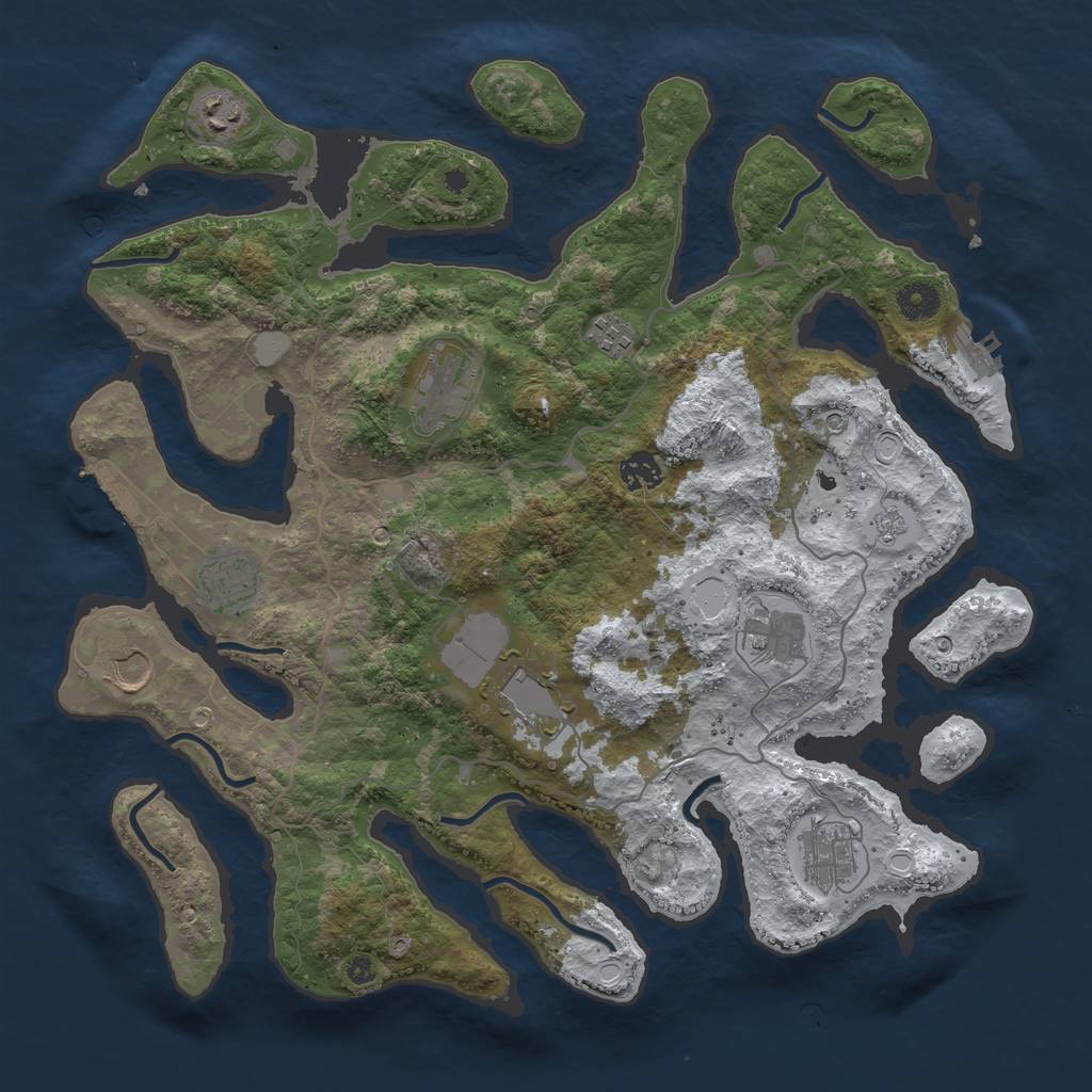 Rust Map: Procedural Map, Size: 4000, Seed: 212654587, 18 Monuments