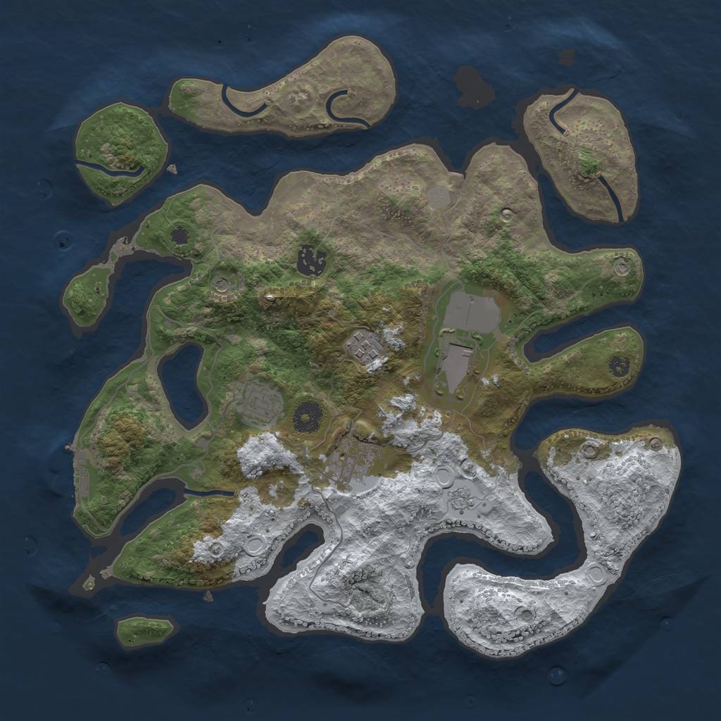 Rust Map: Procedural Map, Size: 3500, Seed: 836295, 13 Monuments