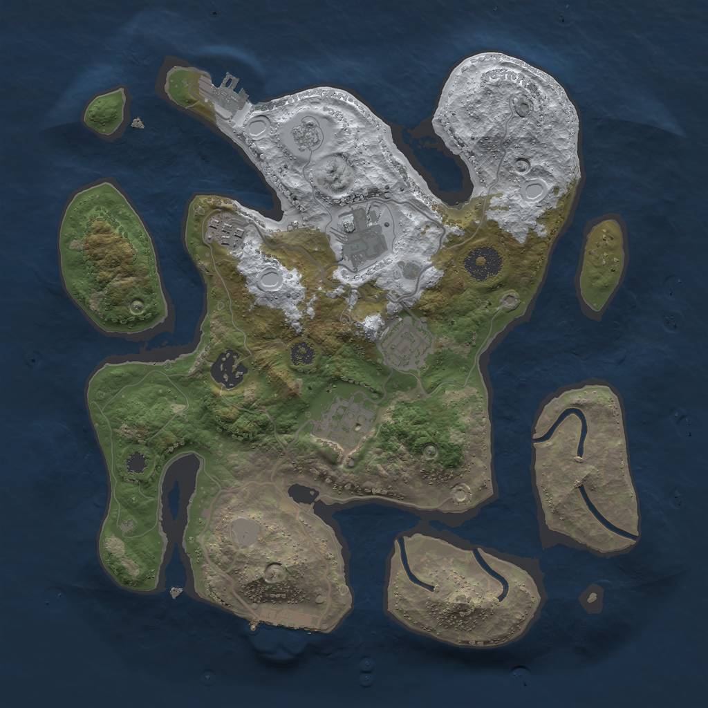 Rust Map: Procedural Map, Size: 3000, Seed: 2309977, 13 Monuments