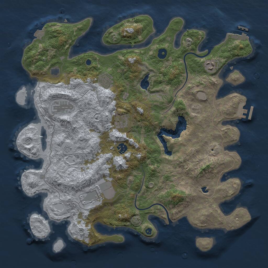 Rust Map: Procedural Map, Size: 4000, Seed: 1341282, 12 Monuments