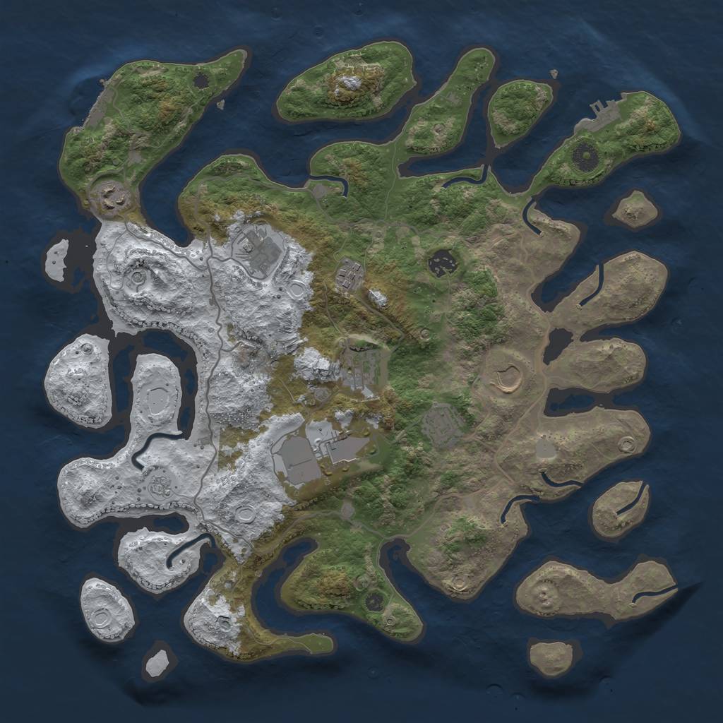 Rust Map: Procedural Map, Size: 4000, Seed: 1341282, 17 Monuments