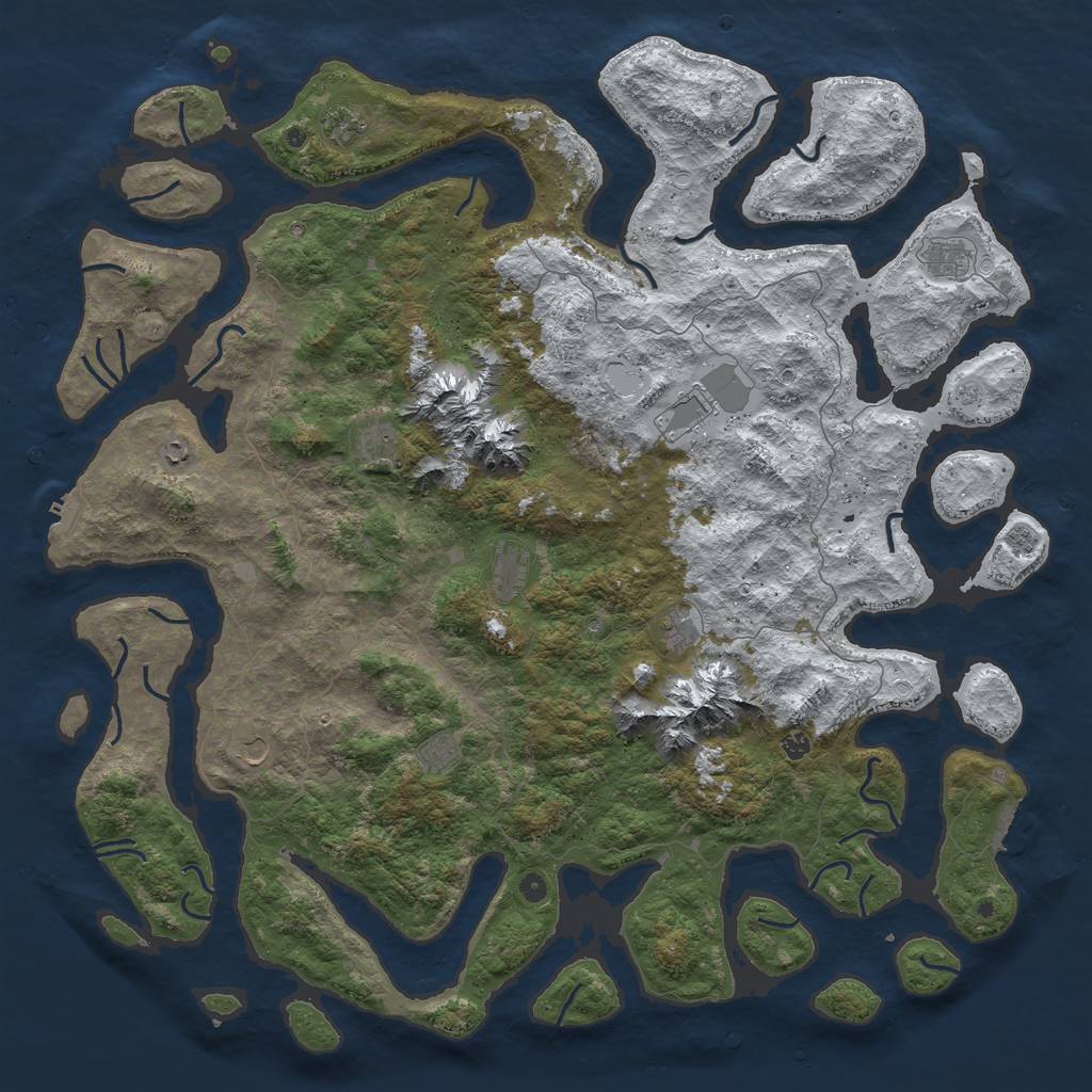 Rust Map: Procedural Map, Size: 6000, Seed: 634175869, 20 Monuments