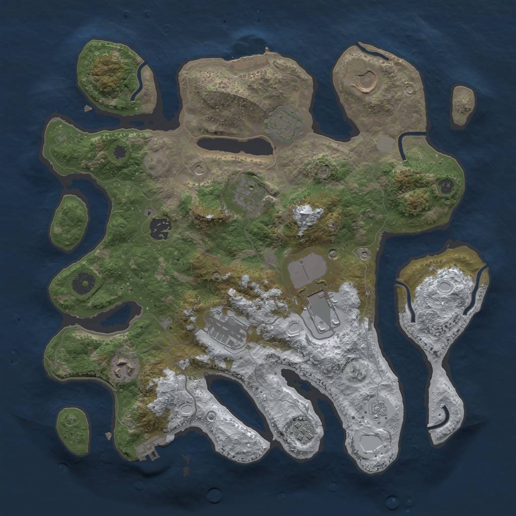 Rust Map: Procedural Map, Size: 3500, Seed: 5915677, 17 Monuments