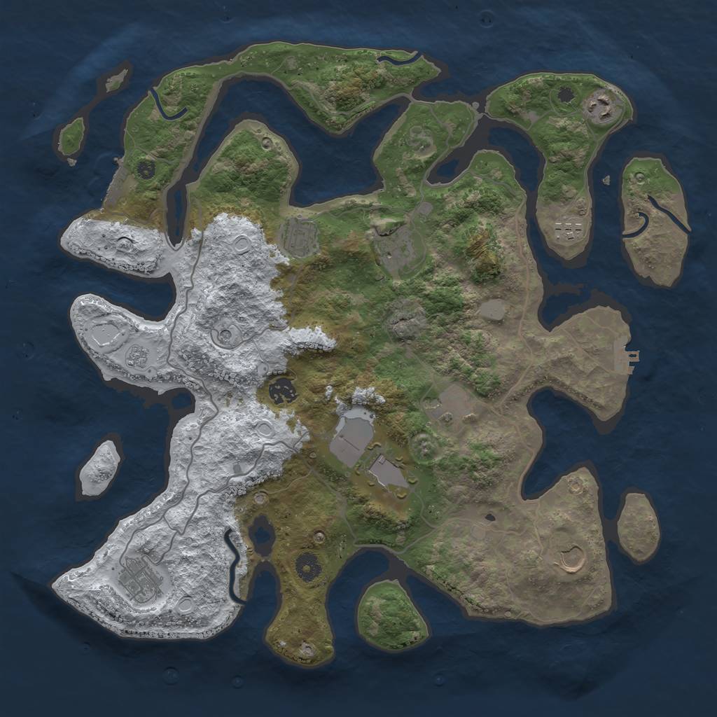 Rust Map: Procedural Map, Size: 4000, Seed: 350655, 18 Monuments