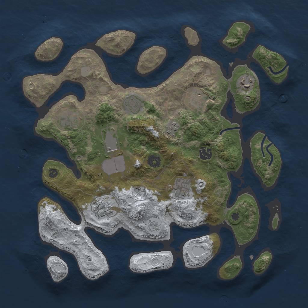 Rust Map: Procedural Map, Size: 3500, Seed: 5989459, 16 Monuments