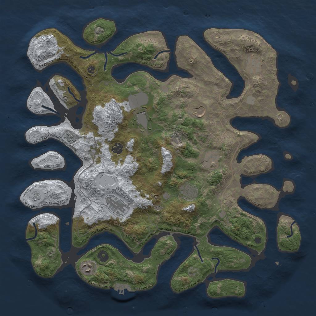 Rust Map: Procedural Map, Size: 4201, Seed: 123456, 17 Monuments