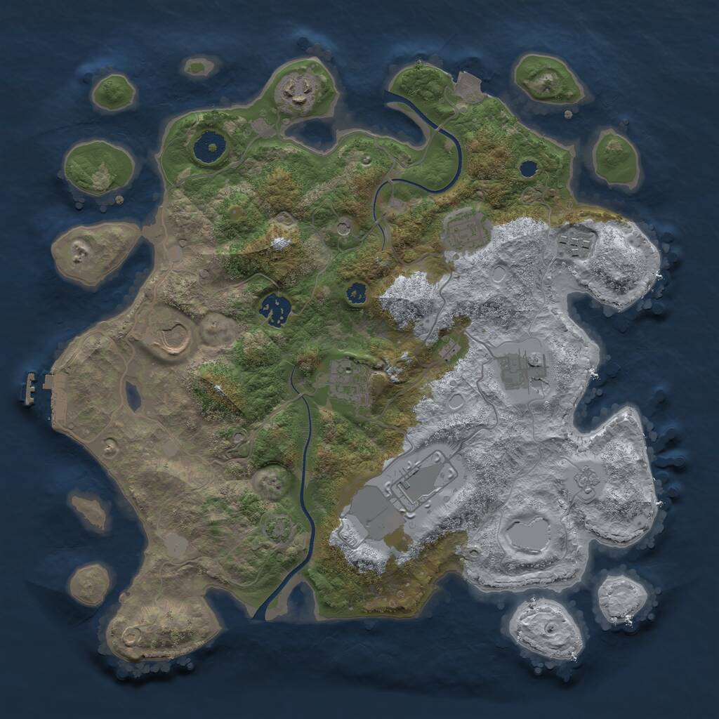 Rust Map: Procedural Map, Size: 3500, Seed: 4571, 13 Monuments