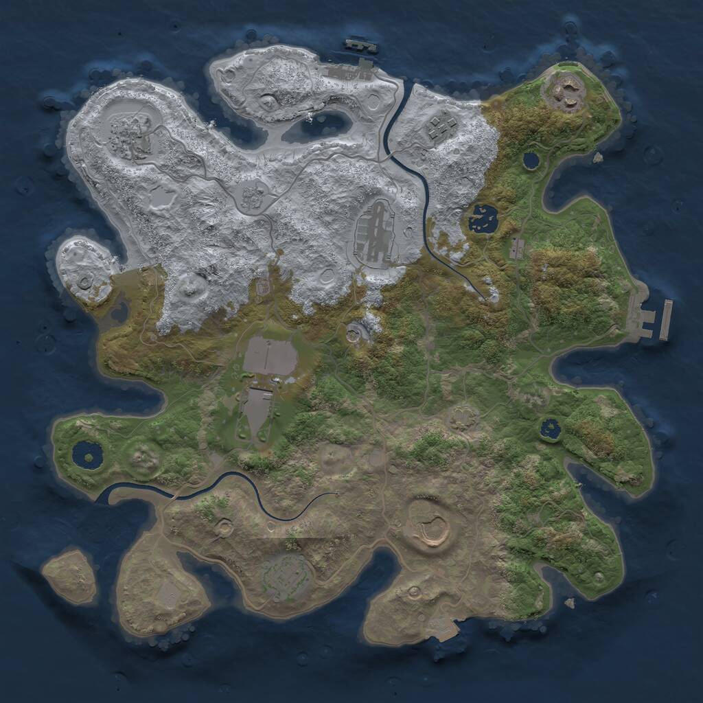 Rust Map: Procedural Map, Size: 3500, Seed: 237105, 14 Monuments