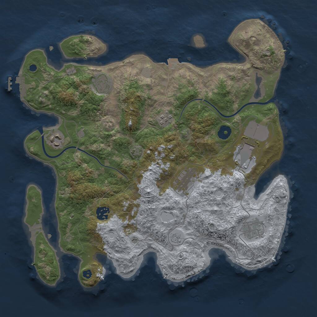 Rust Map: Procedural Map, Size: 3500, Seed: 422841, 12 Monuments