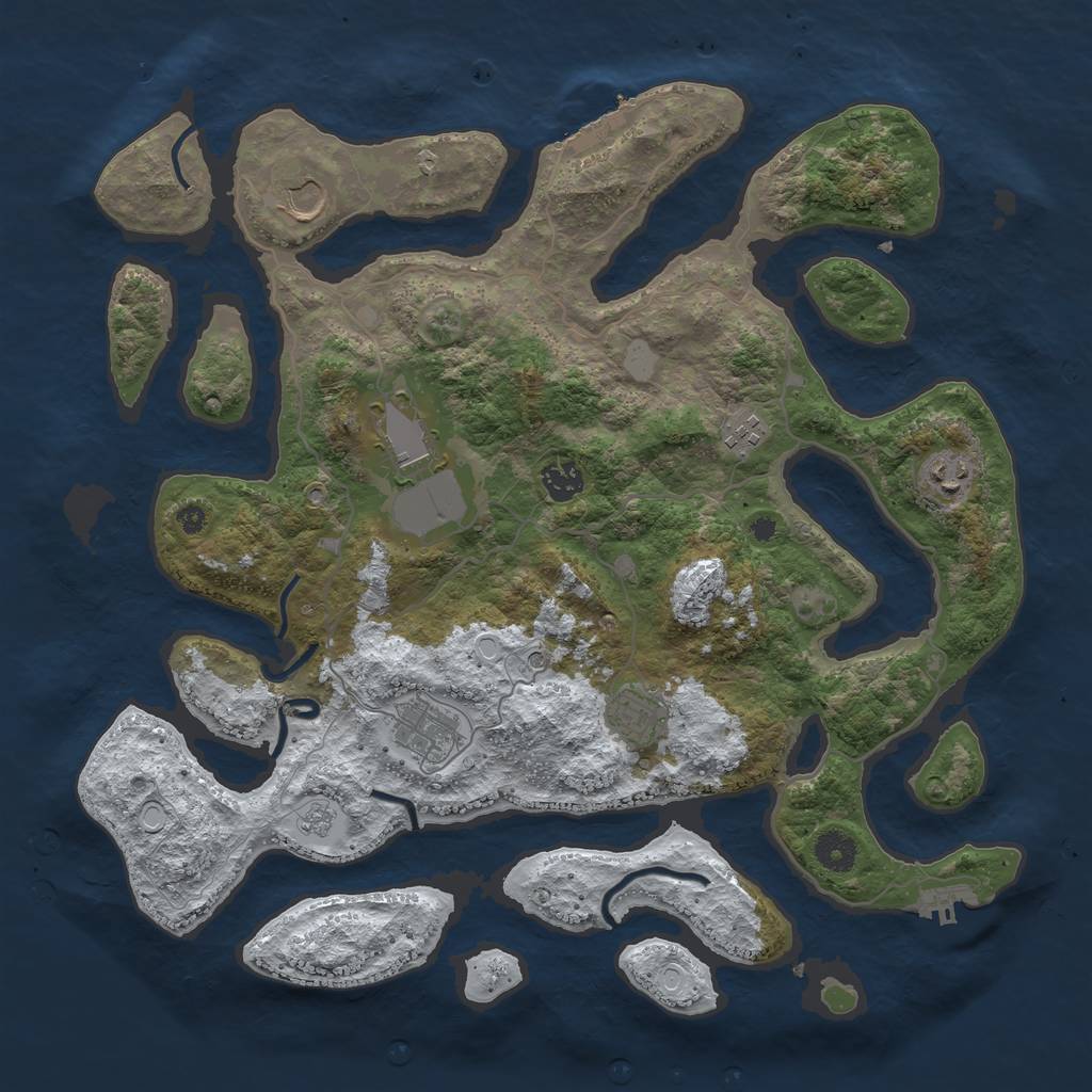 Rust Map: Procedural Map, Size: 4000, Seed: 460279, 16 Monuments