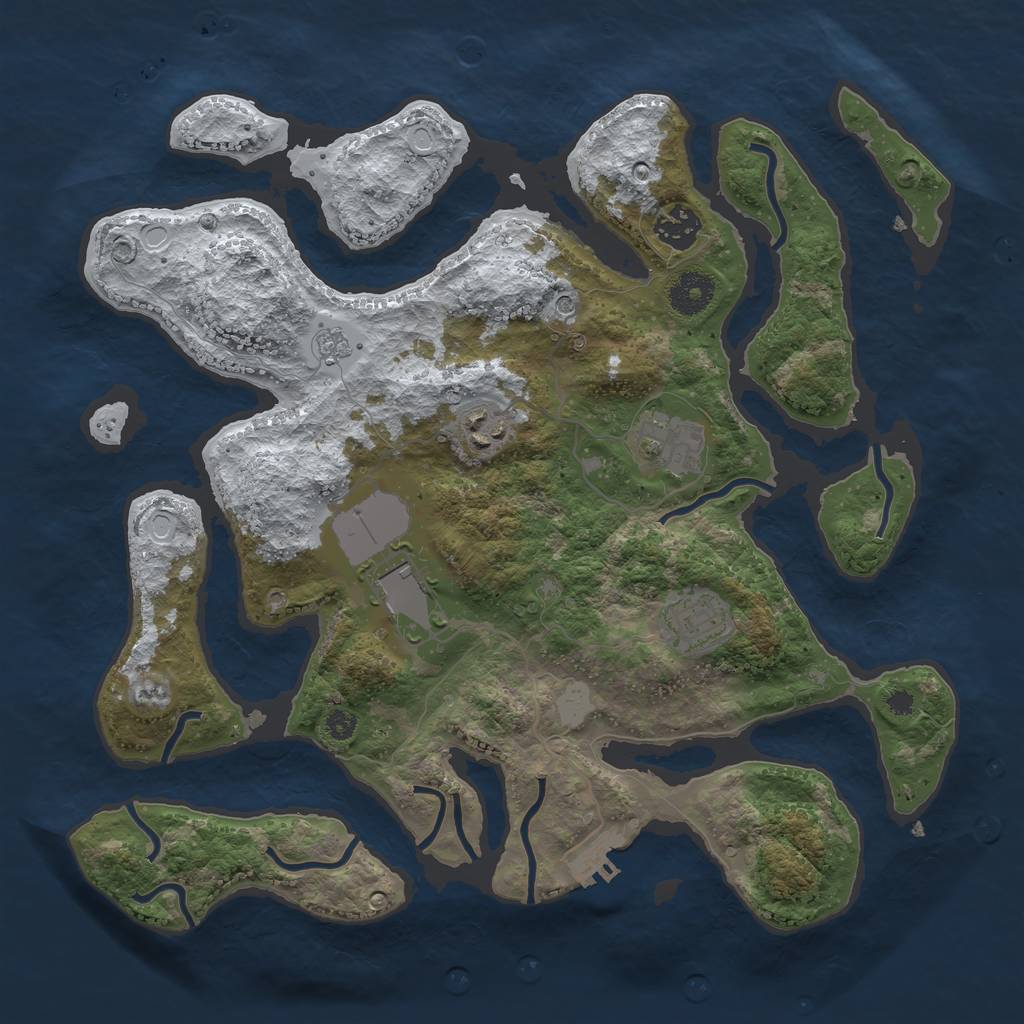 Rust Map: Procedural Map, Size: 3500, Seed: 456541337, 13 Monuments