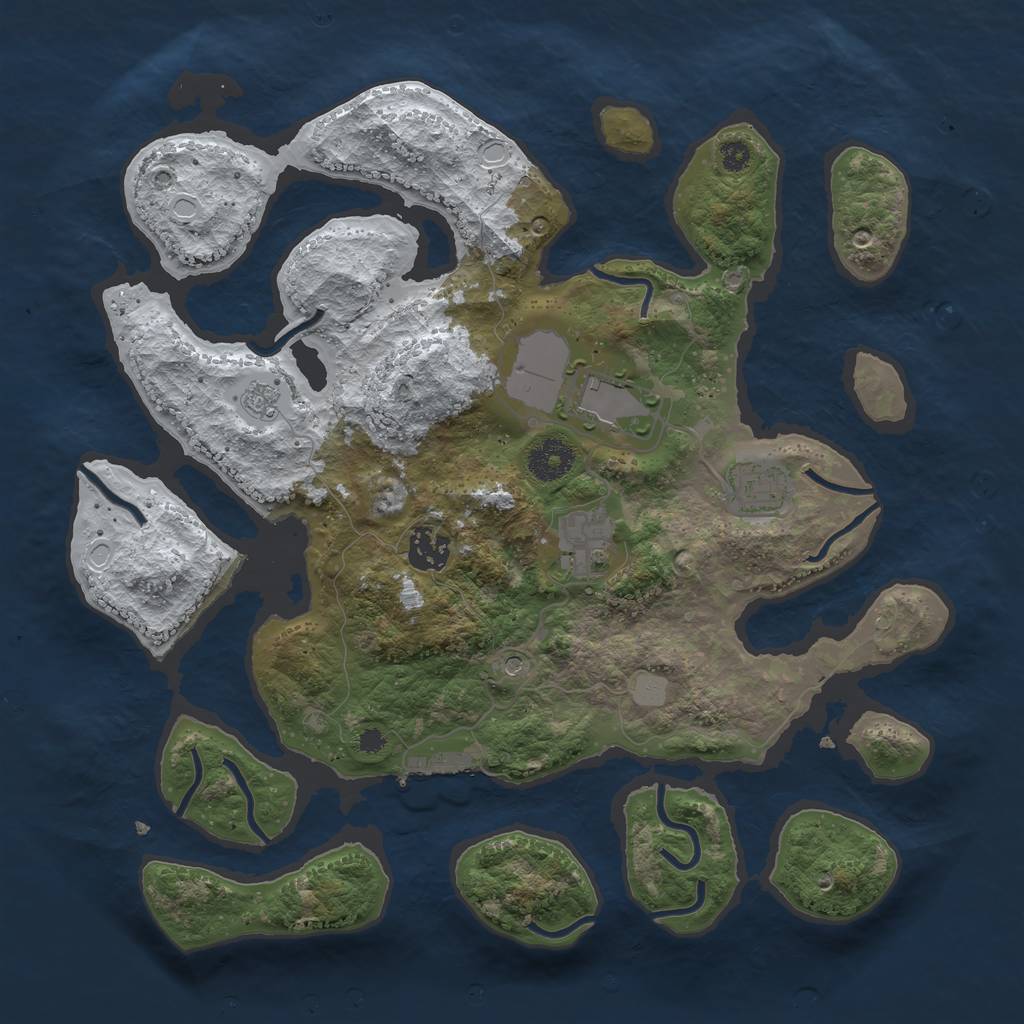 Rust Map: Procedural Map, Size: 3500, Seed: 527385, 12 Monuments