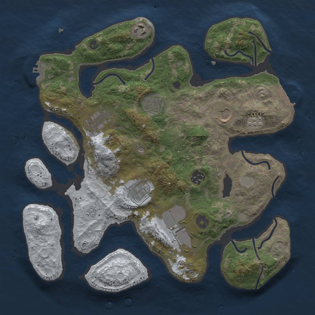 Rust Map: Procedural Map, Size: 3500, Seed: 3746579, 17 Monuments