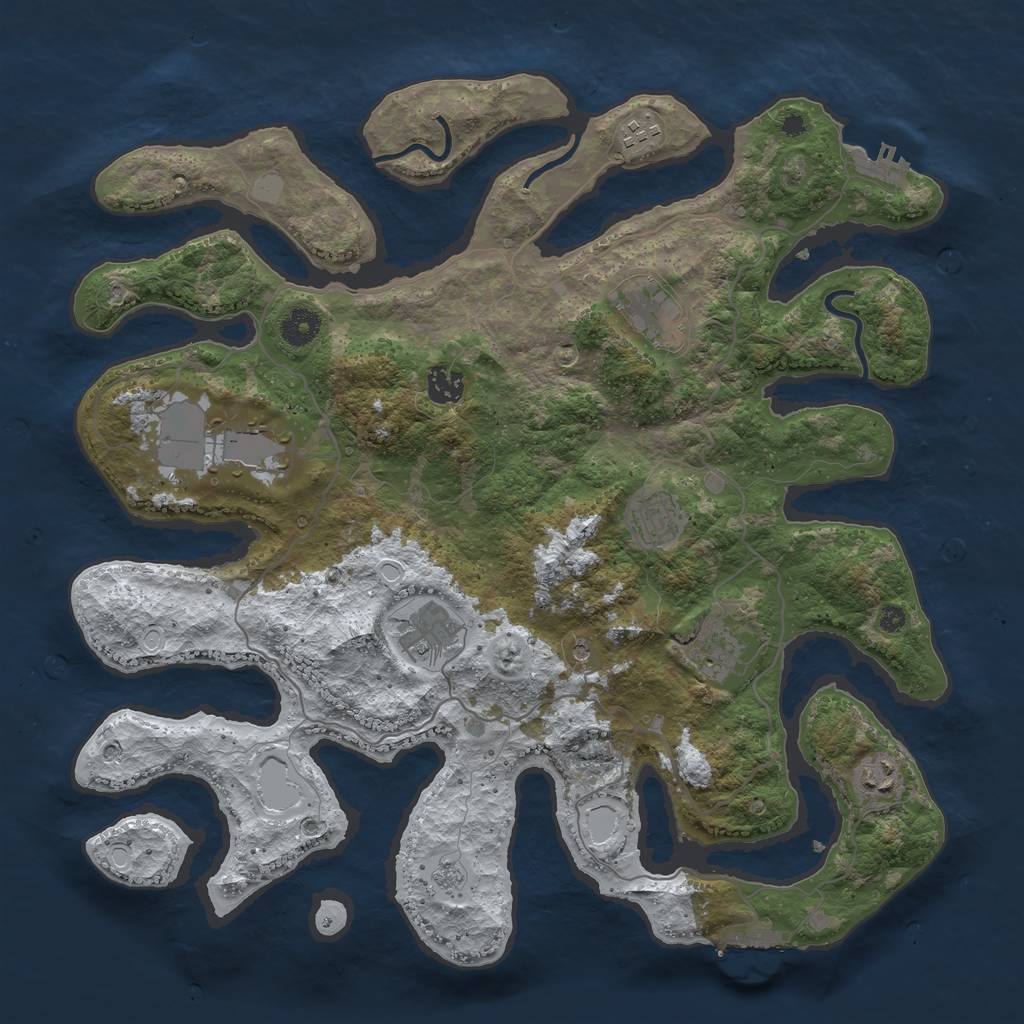 Rust Map: Procedural Map, Size: 4000, Seed: 91840229, 17 Monuments