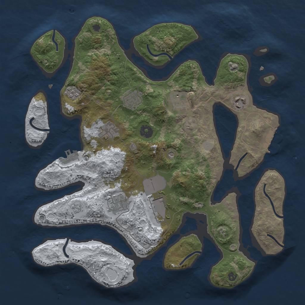 Rust Map: Procedural Map, Size: 3500, Seed: 494759, 16 Monuments