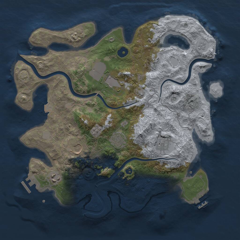 Rust Map: Procedural Map, Size: 3500, Seed: 6461867, 13 Monuments