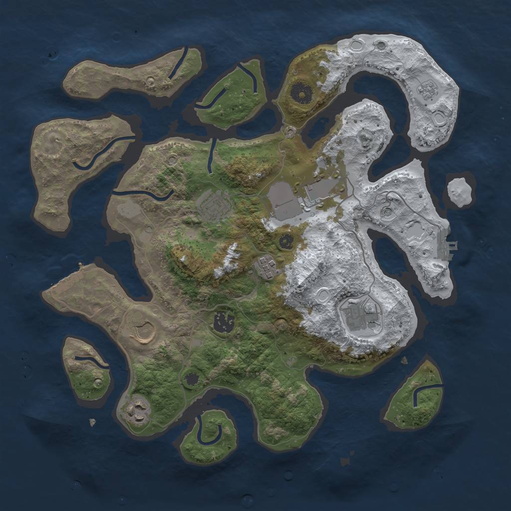 Rust Map: Procedural Map, Size: 3500, Seed: 6461867, 16 Monuments