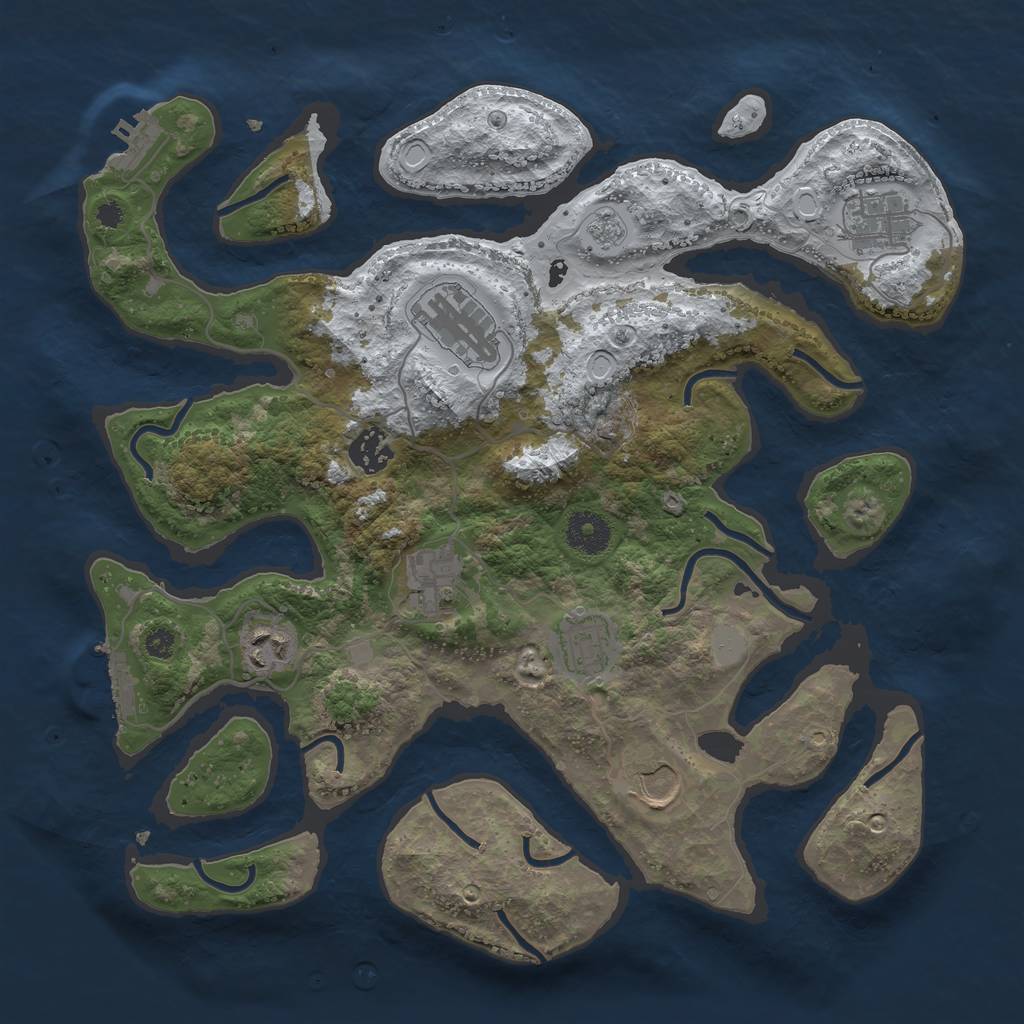 Rust Map: Procedural Map, Size: 3500, Seed: 3976436, 15 Monuments
