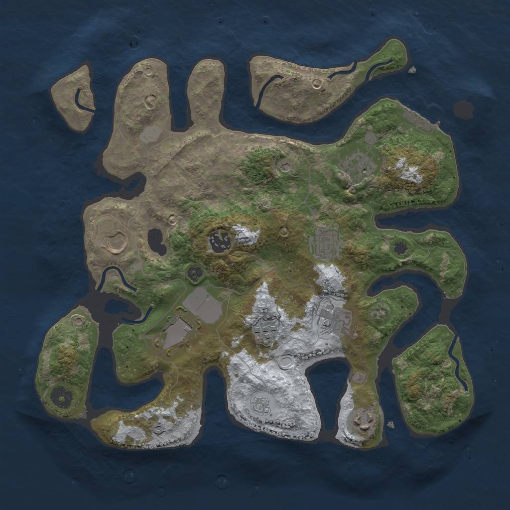 Rust Map: Procedural Map, Size: 3500, Seed: 6413805, 16 Monuments