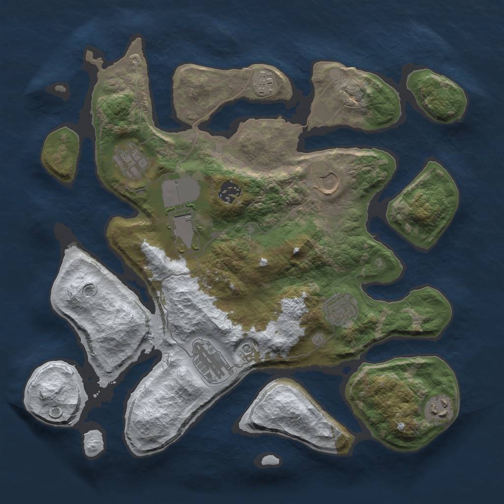 Rust Map: Barren, Size: 3500, Seed: 4755990, 11 Monuments