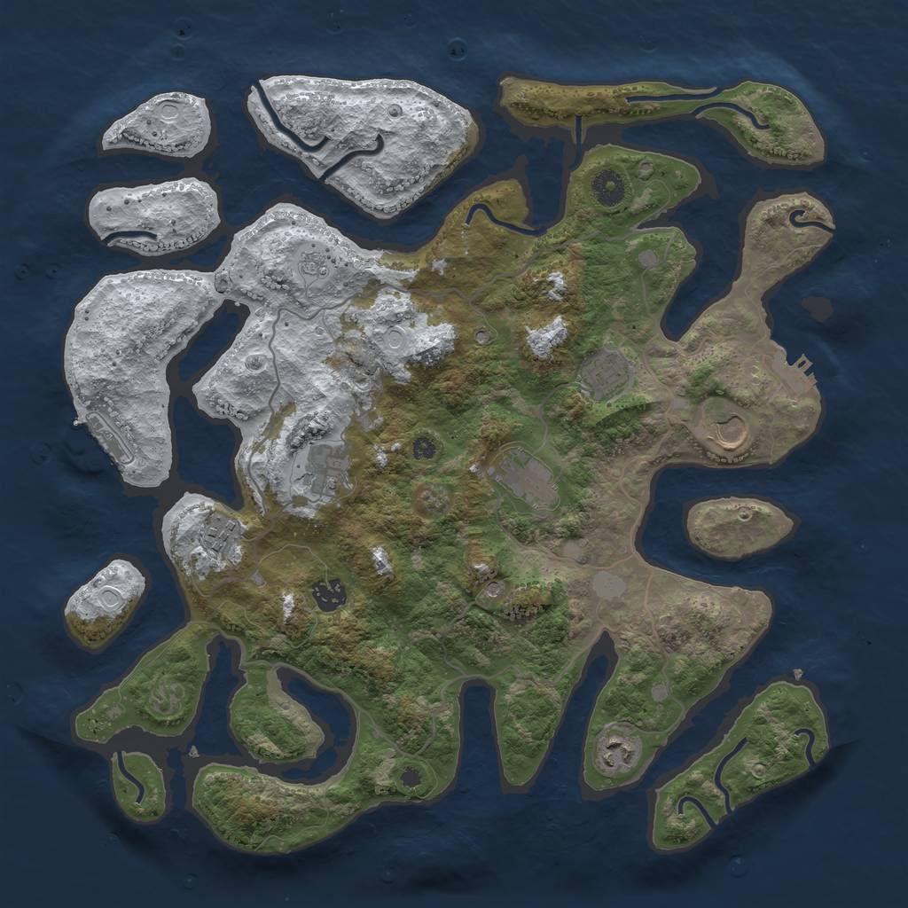Rust Map: Procedural Map, Size: 4000, Seed: 904309, 16 Monuments