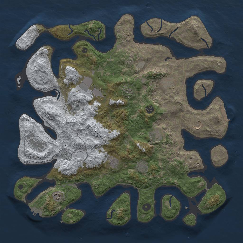 Rust Map: Procedural Map, Size: 4500, Seed: 3243805, 20 Monuments